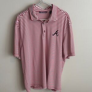 Cutter & Buck Red and White Striped Atlanta Braves Polo size xl